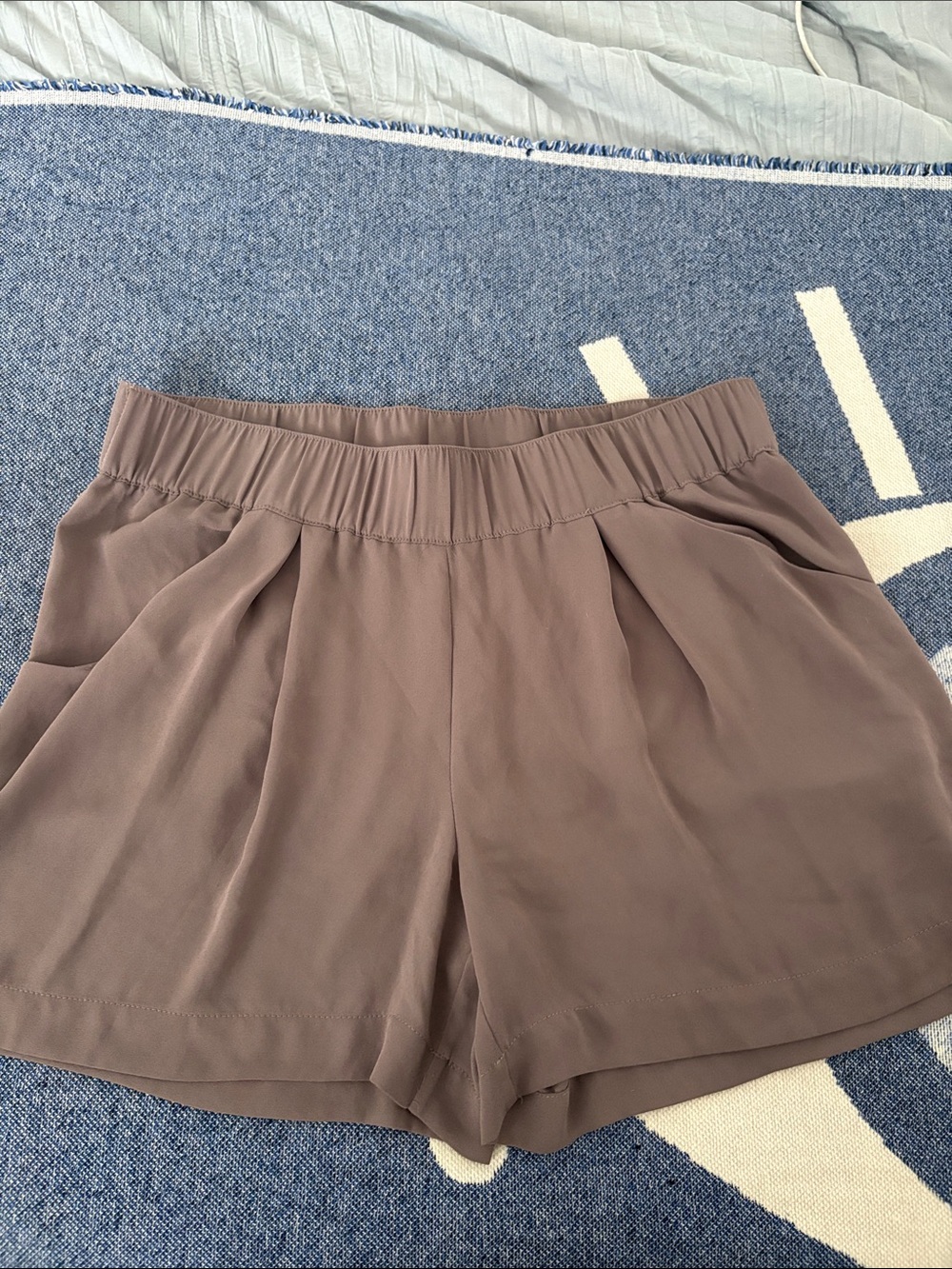 BCBG Pleated Elastic Waist Shorts in Taupe